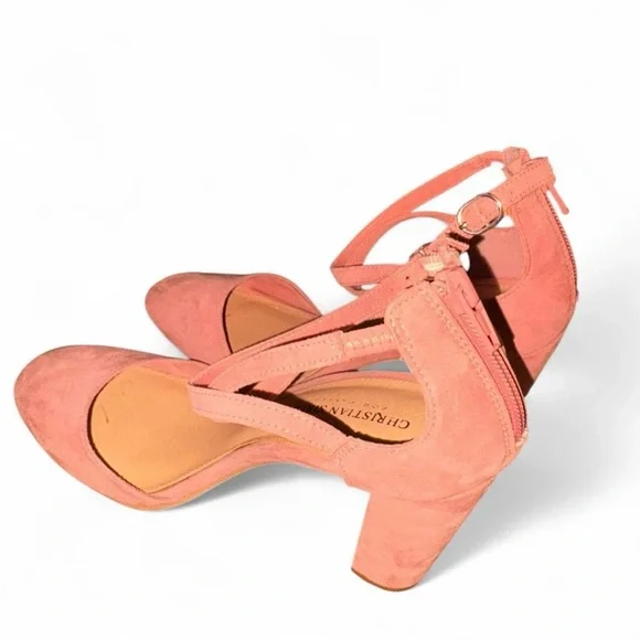Christian Siriano Blush Pink Suede Double-Ankle Strap Block Heel - Size 8.5 - Picture 5 of 6